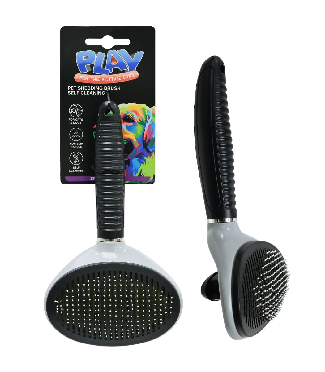 PET SHEDDING BRUSH SELF CLEANING 19.5CM