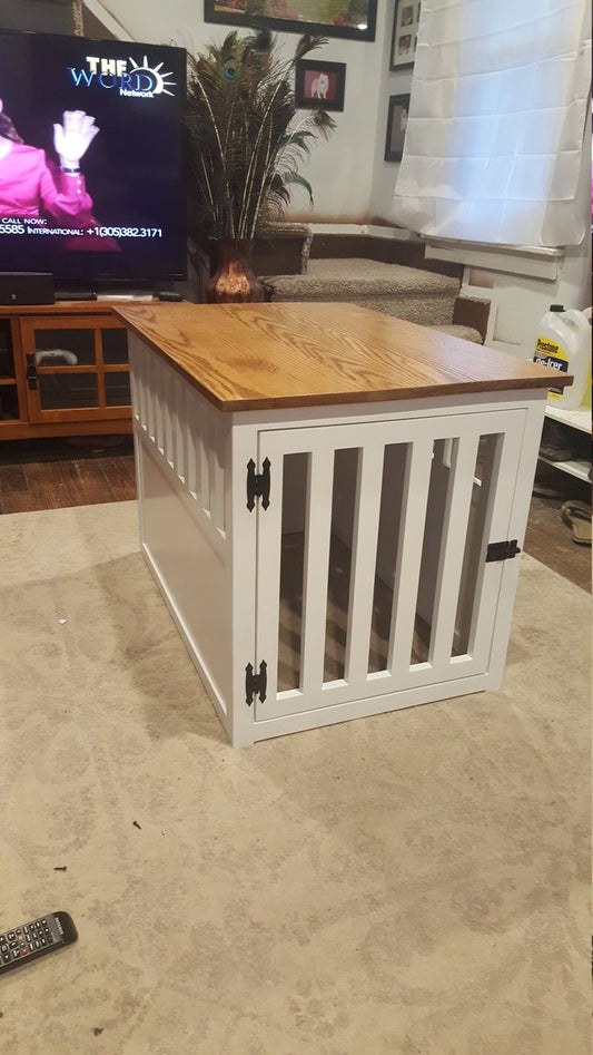 Single Dog Crate Furniture End Table – Stylish Indoor Dog Crate