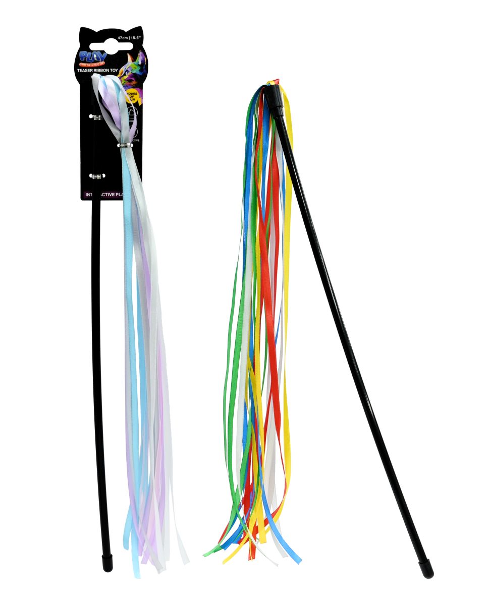 CAT TEASER RIBBON TOY 47CM 2 ASSORTED