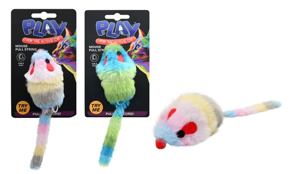 Cat Mouse Toy 20cm Pull String - 2 Colors