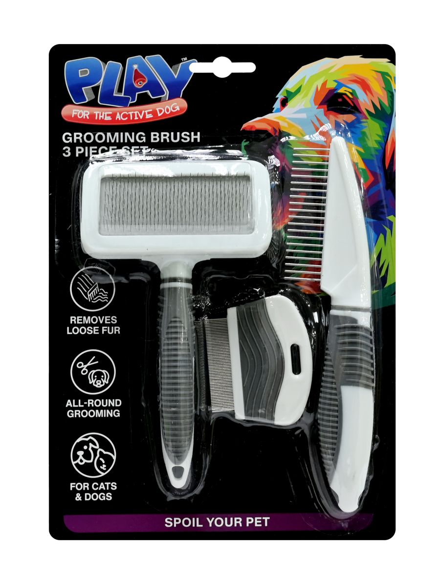 PET GROOMING BRUSH 3 PIECE SET