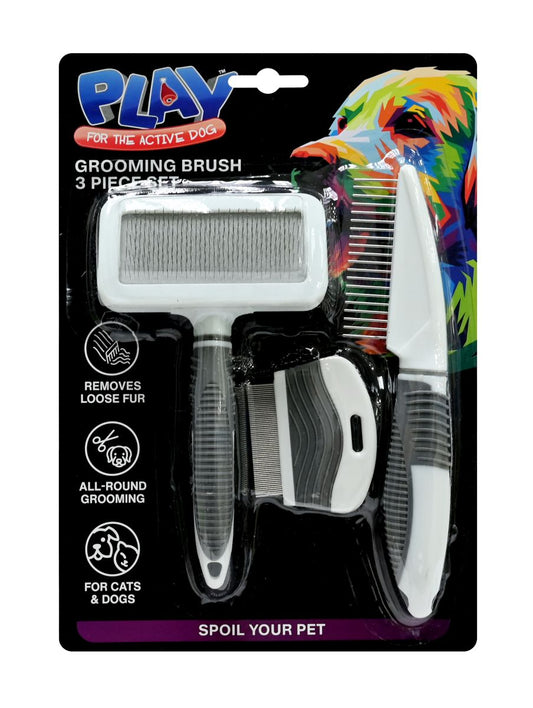 PET GROOMING BRUSH 3 PIECE SET