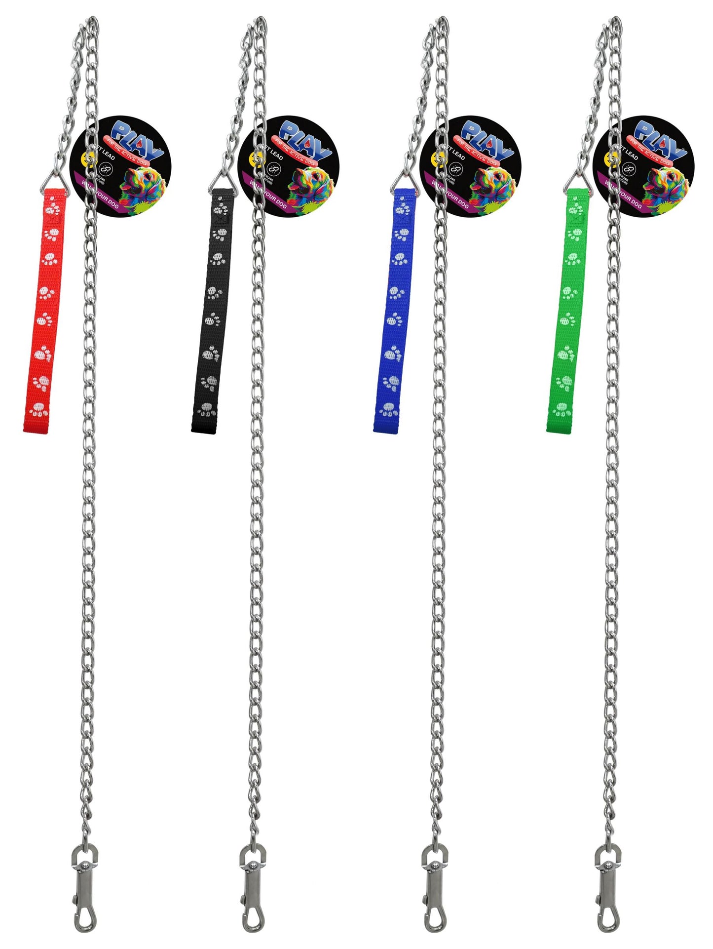 Metal Chain Dog Lead 1.2m - 4 Assorted Colors