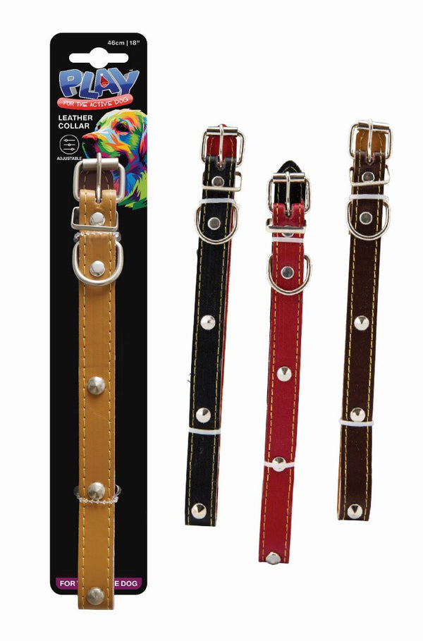 PET COLLAR LEATHER 46CM