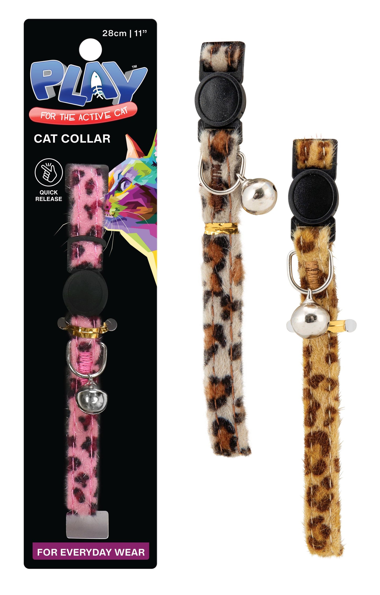 CAT COLLAR LEOPARD PRINT 28CM