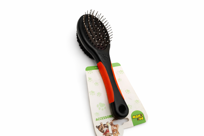 Double-Sided Dog Grooming Brush with Soft Bristles
