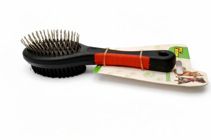 Double-Sided Dog Grooming Brush with Soft Bristles