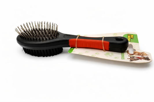 Double-Sided Dog Grooming Brush with Soft Bristles